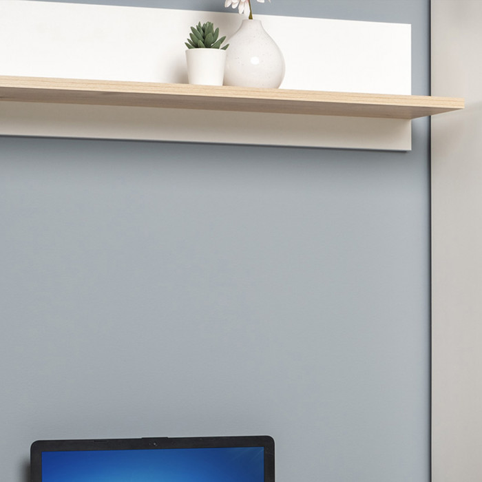 Джастин 16.485 Полка, цвет белый шагрень/дуб белый эксклюзив, ШхГхВ 120х21,6х20 см.