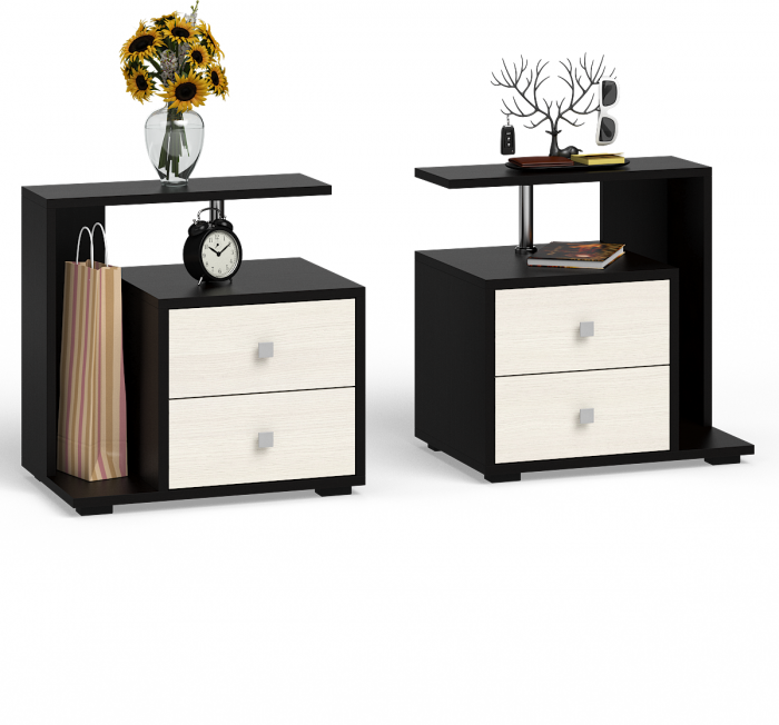 Камелия спальня № 5 Кровать 1400 + Две тумбы + Комод + Зеркало, цвет венге/дуб лоредо, сп.м. 1400х2000 мм., б/м, основание есть