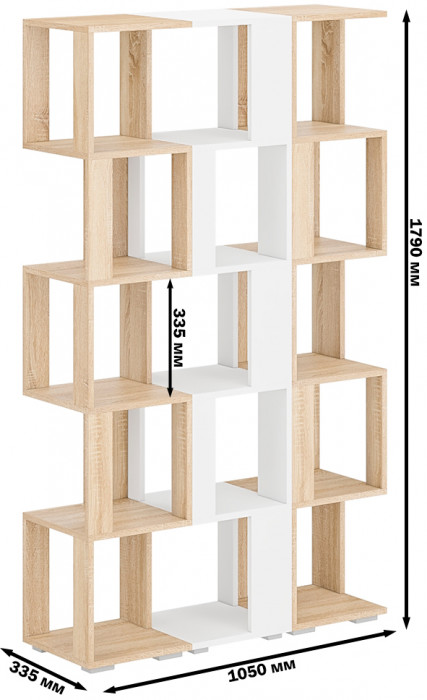 Стеллаж СВК 3 шт., цвет дуб сонома/белый, ШхГхВ 105х35х179 см.(дуб сонома 2 шт. + белый 1 шт.)