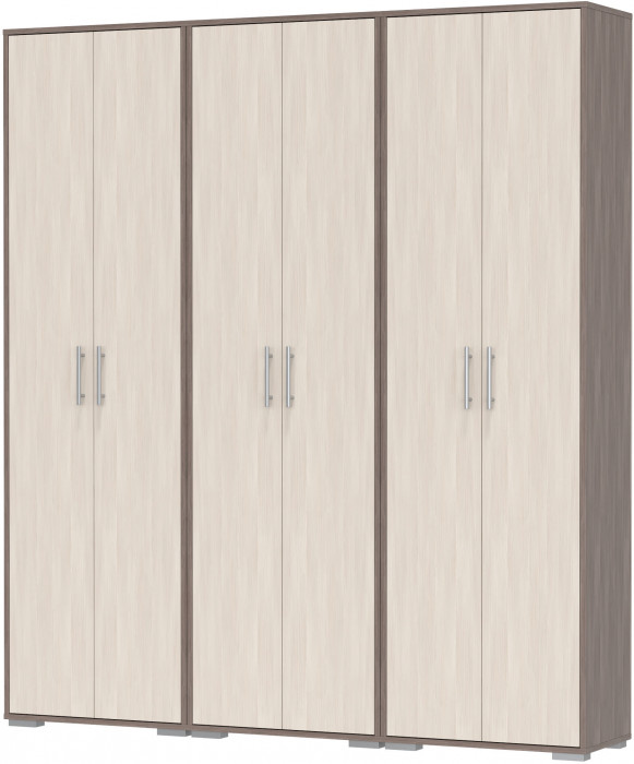 Три шкафа для одежды Домино 2-3430бод.тем/св, цвет бодега тёмный/бодега светлый, ШхГхВ 180х36х202 см.