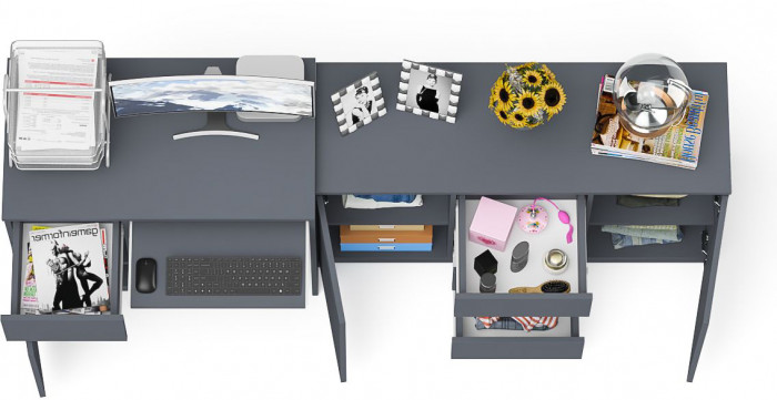 Мори Стол компьютерный МС-1 левый + Комод МК1200.3, цвет графит, ШхГхВ 210,4х50х76,6 см., выдвижной ящик слева, НЕ универсальная сборка