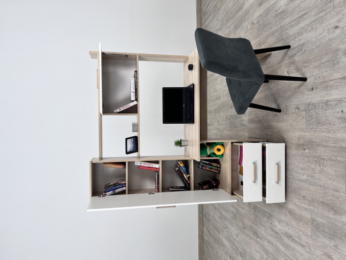 Компьютерный стол Квартет-9, Дуб крафт серый/Кашемир