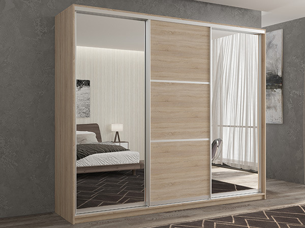 Шкаф-купе Кааппи 3 Сонома Светлый 210х45х230 см