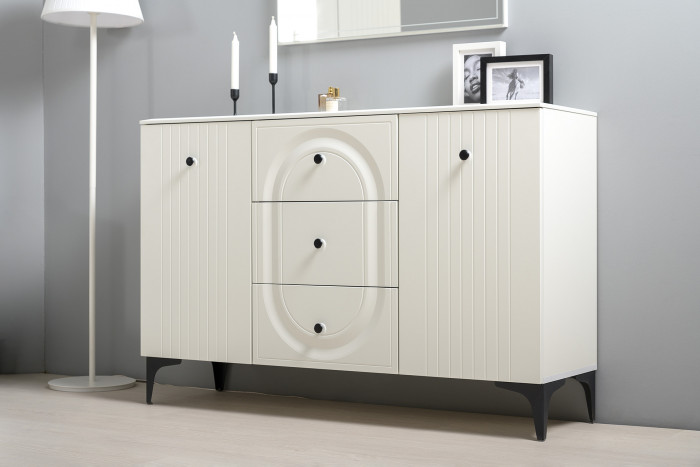 Валенсия Гостиная № 108, ЛДСП белый шагрень/МДФ белый шагрень