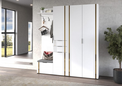Прихожая Эмэ, набор №4, Белый/Milk Золото, Simple 27