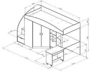 Детская кровать-чердак Теремок-1 Гранд, Дуб молочный / Венге