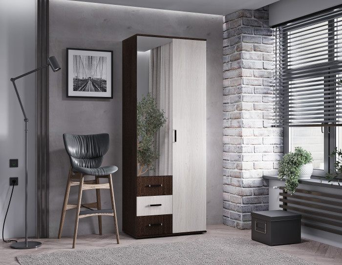 Шкаф двухдверный Белла, венге/ясень белый