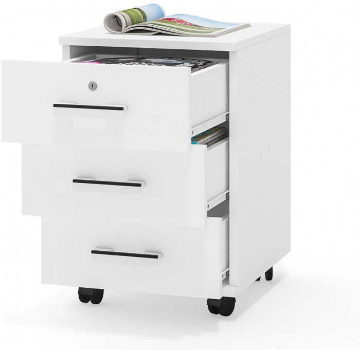 Тумба выкатная С-МД-3-02, цвет белый шагрень, ШхГхВ 40х45х59 см.