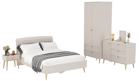 Афина Спальня 23-1400, цвет кашемир серый, сп.м. 1400х2000 мм., б/м, основание есть - фанера