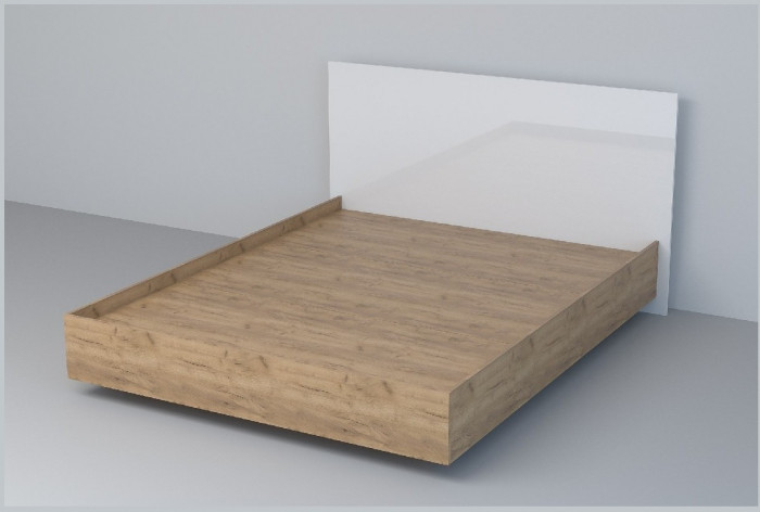 Кровать 1,6 арт.031 (ЛДСП) ЛН. (Бетон Светлый/Белый Глянец)