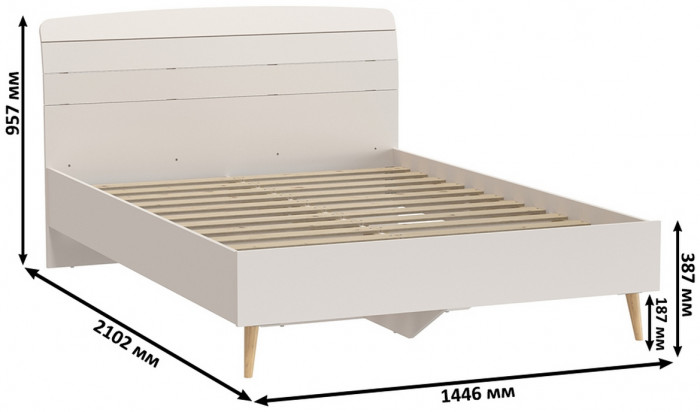 Афина Спальня 20-1400, цвет кашемир серый, сп.м. 1400х2000 мм., б/м, основание есть - фанера