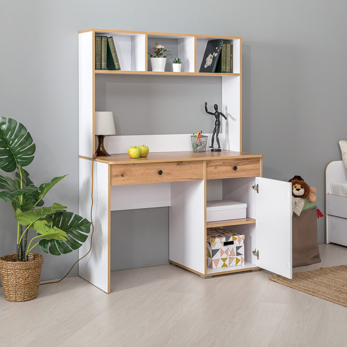 Вуди Компоновка № 50, цвет белый премиум/дуб крафт золотой, ШхГхВ 225х52,7х180,3 см., универсальная сборка