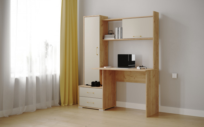 Компьютерный стол Квартет-9 (К), Дуб крафт золотой/Кашемир