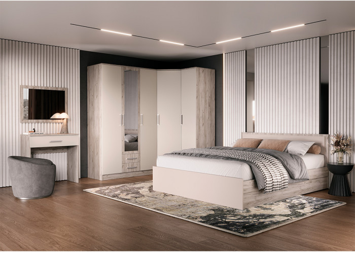 Модульная спальня Мартина, набор 2, Крафт серый/Кашемир