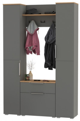 Октава Прихожая 18, серый графит/дуб крафт золотой/фасады МДФ серый графит