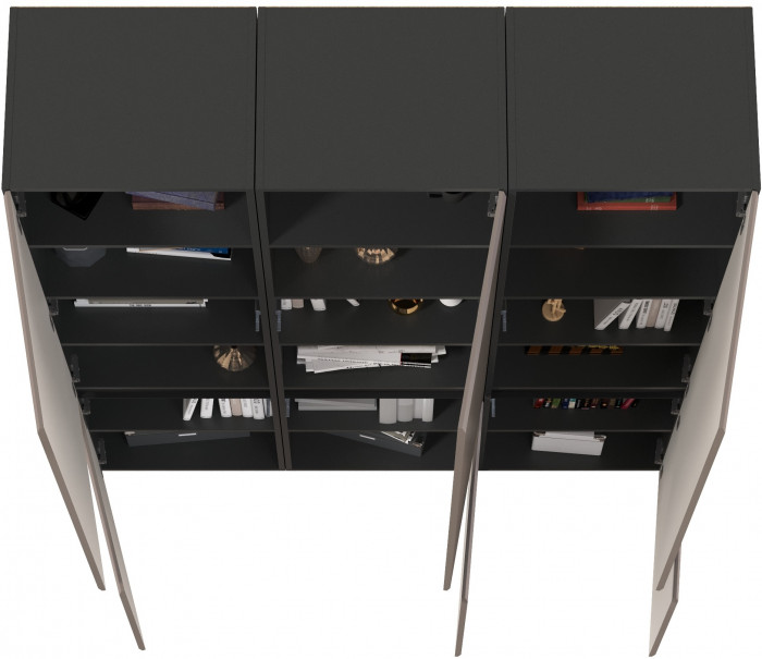 Сидней 13.200 Шкаф 3 штуки, корпус: антрацит/фасады: МДФ веллюто капучино