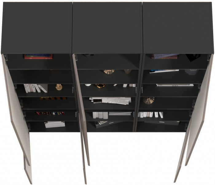 Сидней 13.200 Шкаф 3 штуки, корпус: антрацит/фасады: МДФ веллюто капучино