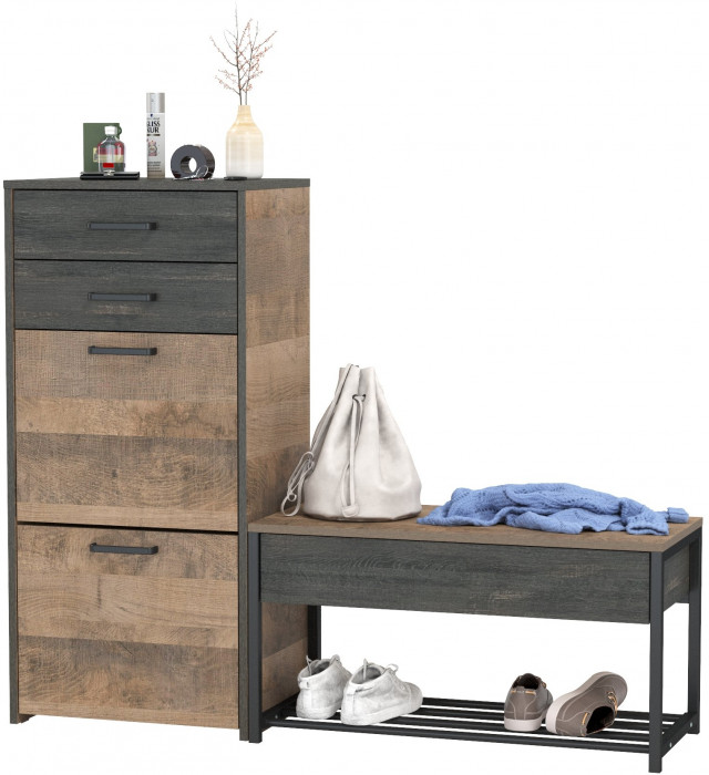 Трувор 13.241.03 Тумба для обуви + 13.241.06 Тумба для обуви, дуб гранж песочный/интра