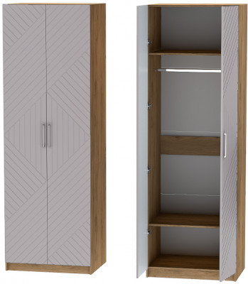 Шкаф двухдверный №1 "Иннэс-7" - Крафт золотой/Грэй софт