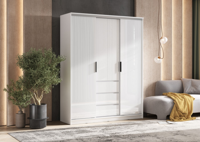 Шкаф-купе "Челси" (1600), Белый/Белый глянец