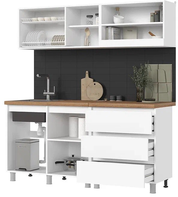 Кухня Хелен 1,7 белый супермат,белый/белый