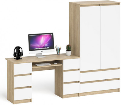 Мори Стол компьютерный МС-2 + Шкаф МШ900.1, цвет дуб сонома/белый, ШхГхВ 225,8х50,4х179,6 см., универсальная сборка