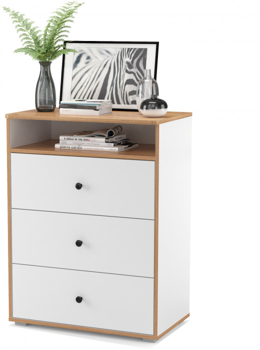 Вуди Компоновка № 51, цвет белый премиум/дуб крафт золотой, ШхГхВ 266х52,7х180,3 см., универсальная сборка