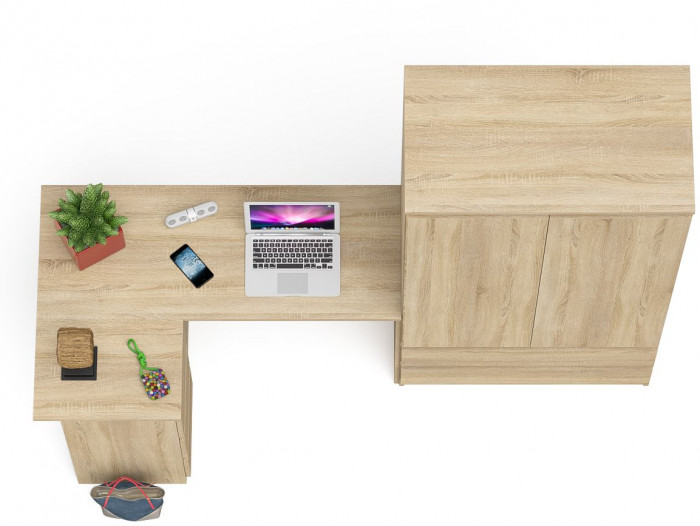 Мори компьютерный стол МС-16 левый + Шкаф МШ900.1, дуб сонома