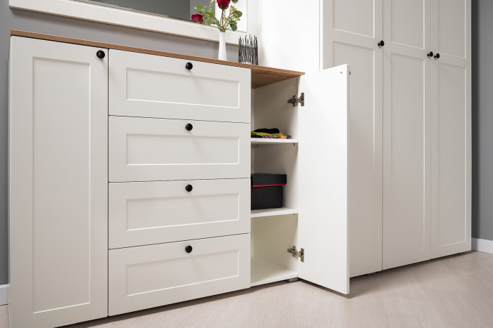 Остин Прихожая 54, белый шагрень/дуб крафт золотой