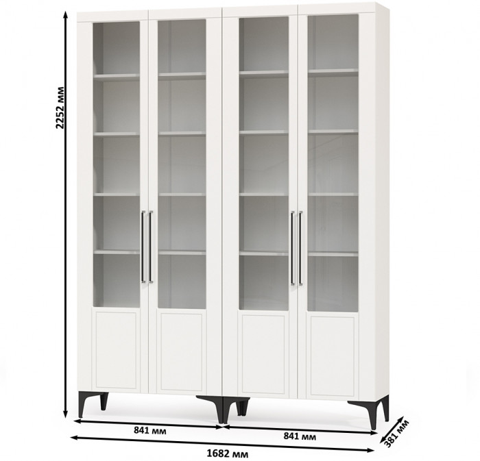 Валенсия Гостиная № 126, цвет ЛДСП белый шагрень/МДФ белый шагрень, ШхГхВ 168,2х38,1х225,2 см.