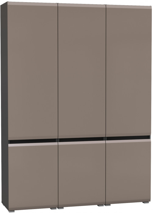 Сидней 13.200 Шкаф 3 штуки, цвет корпус: антрацит/фасады: МДФ веллюто капучино, ШхГхВ 150х41,3х205,2 см., универсальная сборка