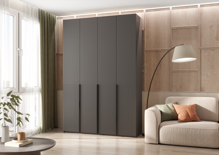 Марвэл Шкаф 4-х створчатый 1600, Браш Графит, Графит