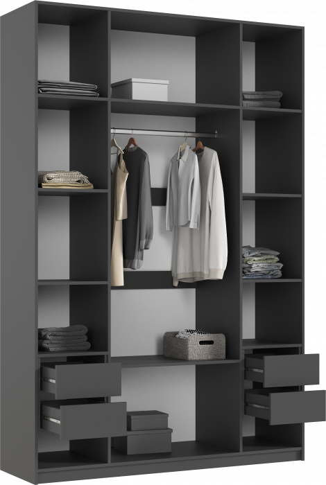 Марвэл Шкаф 4-х створчатый 1600, Браш Графит, Графит