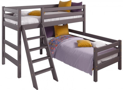 Кровать Соня (вариант 8) угловая с наклонной лестницей, лаванда