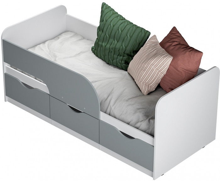 Кровать детская Стандарт КР-22 НЕВ, Белый, Серый