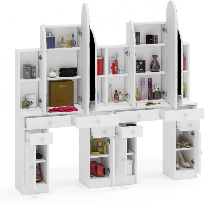 Два туалетных столика Трельяжа МД №2, белый шагрень