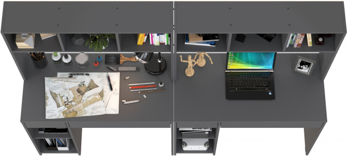 компьютерный стол Комфорт 12.77F + компьютерный стол Комфорт 12.77F, тёмно-серый