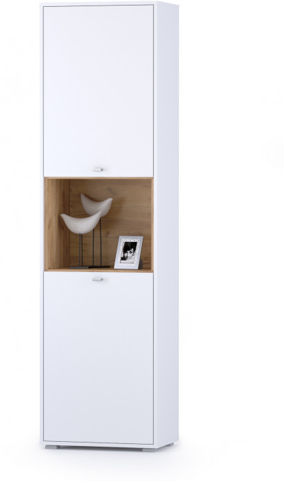 Бэль 10.04 Шкаф комбинированный, цвет дуб крафт золотой/белый премиум, ШхГхВ 55х36,6х200 см., универсальная сборка