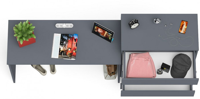 Мори Стол письменный МСП1200.1 + Комод МК800.4, цвет графит, ШхГхВ 200,8х50х94 см., универсальная сборка