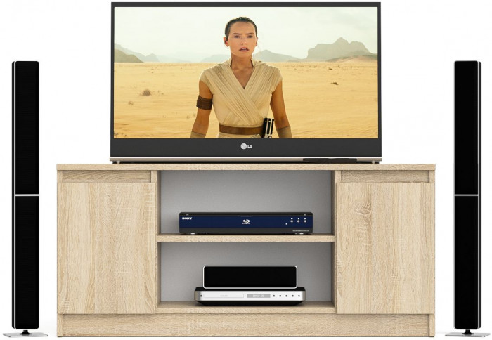 Мори Тумба ТВ МТВ1200.1, цвет дуб сонома, ШхГхВ 120,4х41х54,6 см.