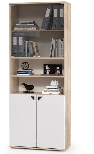 Бостон 13.156 Шкаф, дуб эндгрейн элегантный/фасады МДФ милк рикамо софт