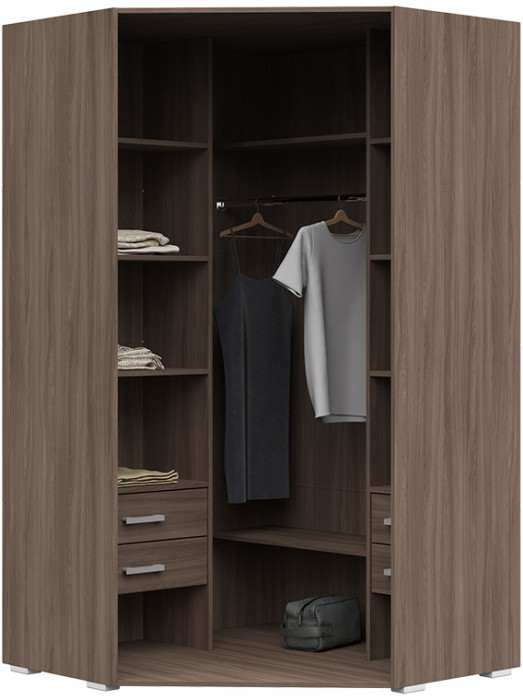 Симба шкаф угловой 2-х створчатый (1135*2000*1135) ясень шимо темный/кофе с молоком