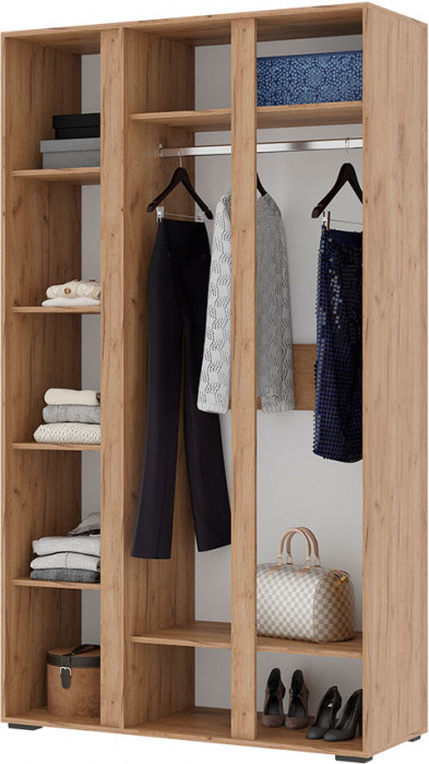 Хелен ШК 02 Шкаф 3х створчатый с зеркалом (1,200х2,100х0,460) серый графит/дуб крафт золото