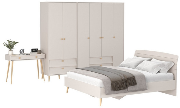 Афина Спальня 21-1600, цвет кашемир серый, сп.м. 1600х2000 мм., б/м, основание есть - фанера