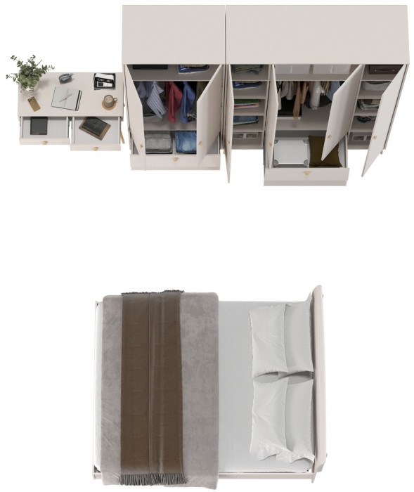 Афина Спальня 21-1600, цвет кашемир серый, сп.м. 1600х2000 мм., б/м, основание есть - фанера