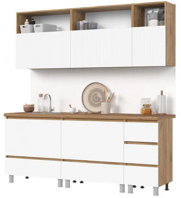 Кухня Хелен 2,0 белый супермат,белый/дуб крафт золото