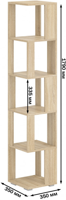 Стеллаж СВК, цвет дуб сонома, ШхГхВ 35х35х179 см.