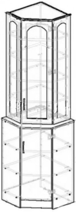 Буфет Констанция угловой (Белый матовый / голубой)