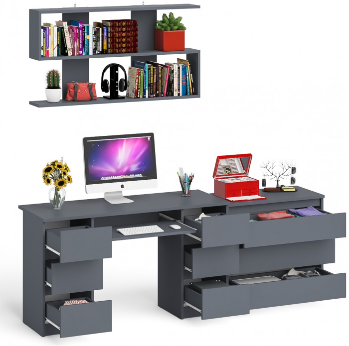 Мори компьютерный стол МС-2 + Комод МК800.1 + Полка 1200, графит