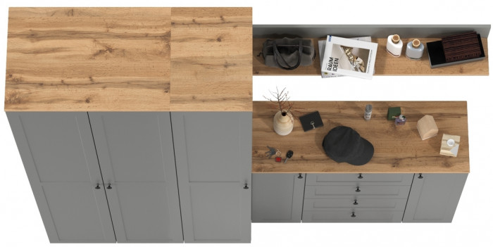 Остин Прихожая 75, цвет серый графит/дуб крафт золотой, ШхГхВ 240х54,3х229,6 см., универсальная сборка